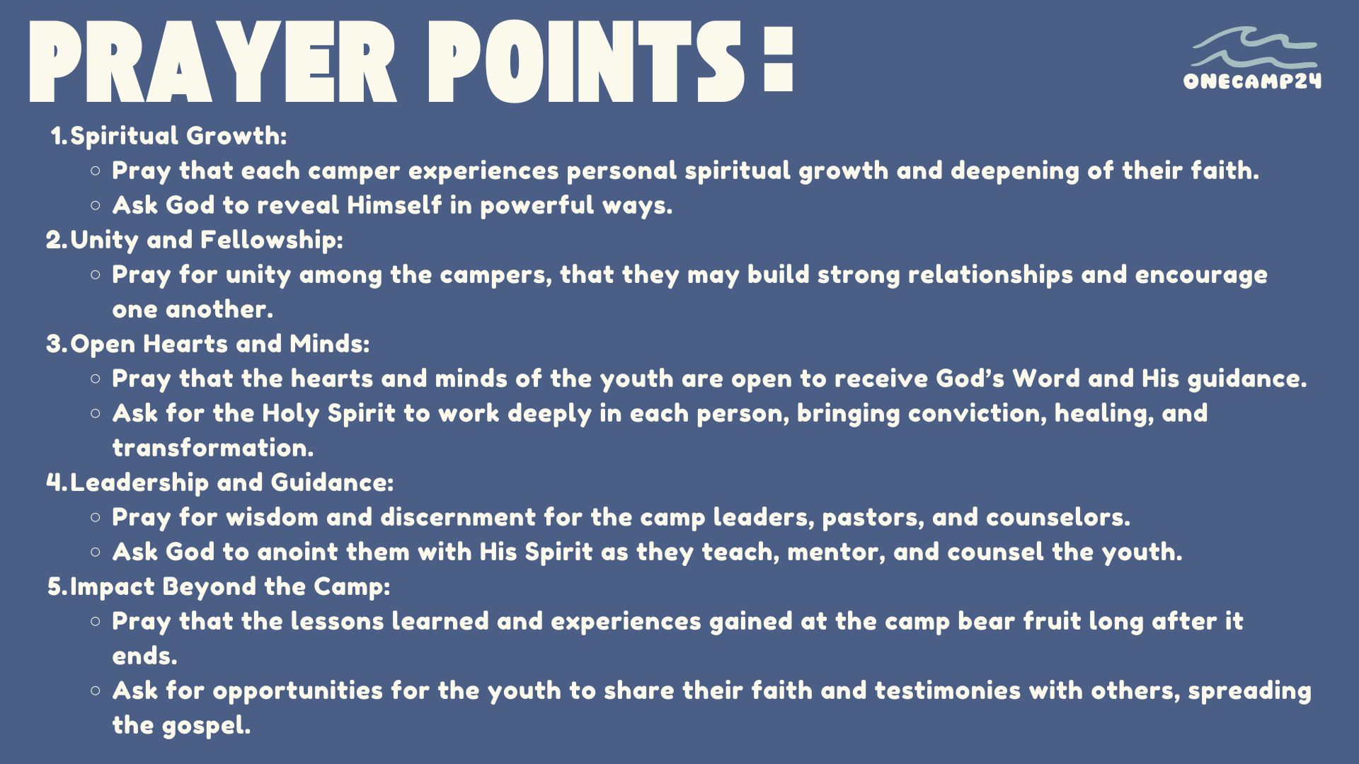 You are currently viewing OneCamp Prayer Points